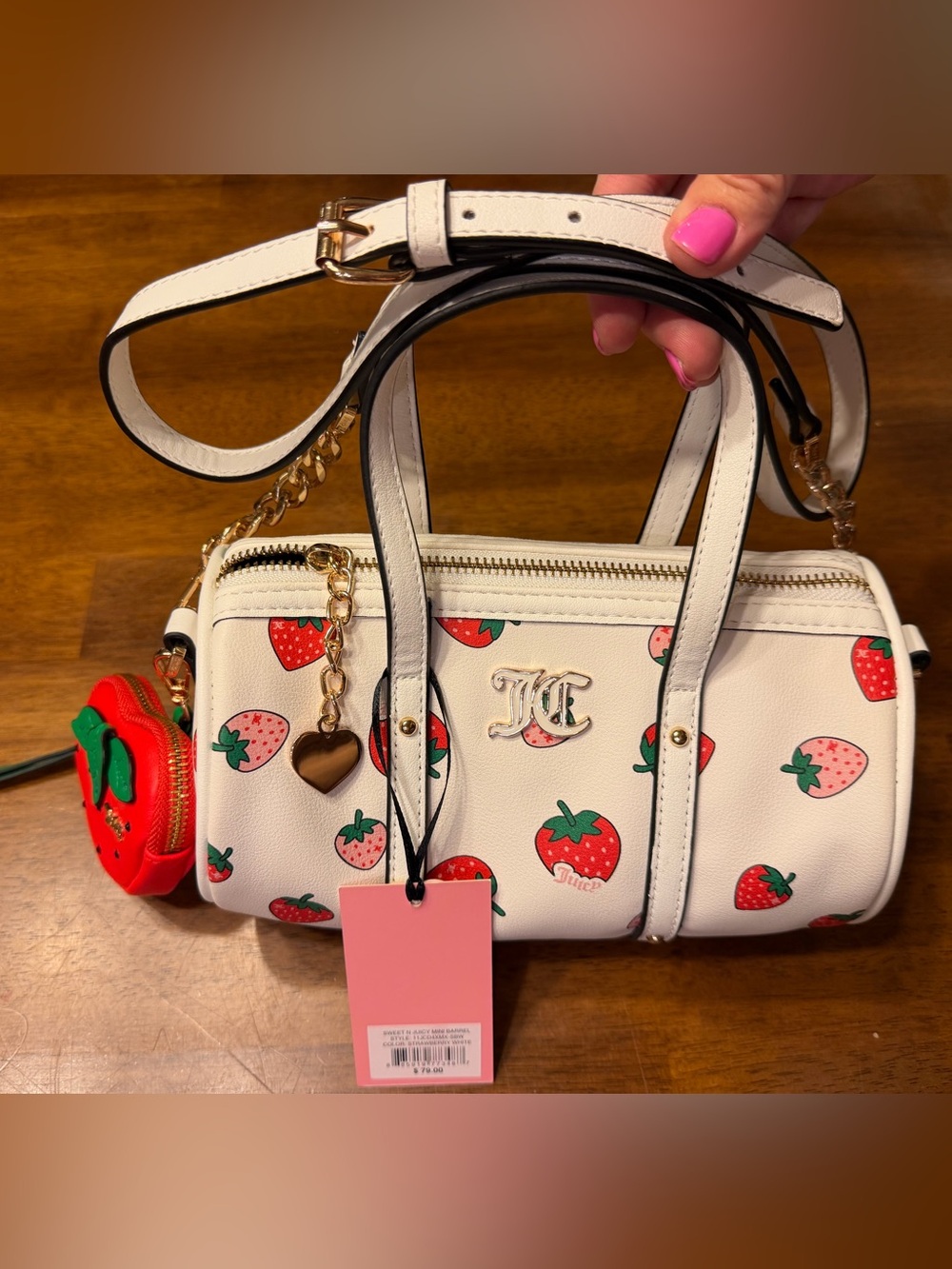 NWT Juicy Couture Sweet N Juicy Mini Barrel Bag Strawberry w/ Coin Purse